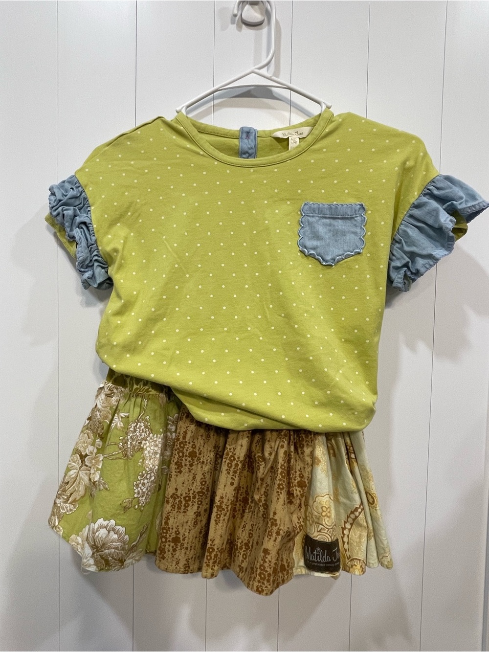 Matilda Jane shade of green Floral Cotton Skirt size 8 coordinating top size 10